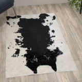 English Elm 3' x 5' Faux Cowhide Print Area Rug with Polyester Backing for Living Room, Bedroom, Entryway