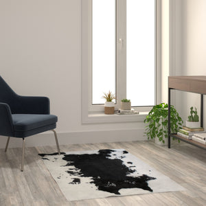 English Elm 3' x 5' Faux Cowhide Print Area Rug with Polyester Backing for Living Room, Bedroom, Entryway