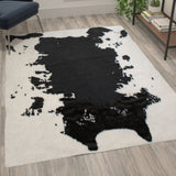 English Elm 5' x 7' Faux Cowhide Print Area Rug with Polyester Backing for Living Room, Bedroom, Entryway