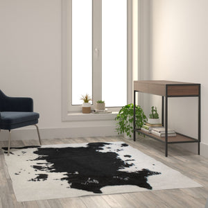 English Elm 5' x 7' Faux Cowhide Print Area Rug with Polyester Backing for Living Room, Bedroom, Entryway