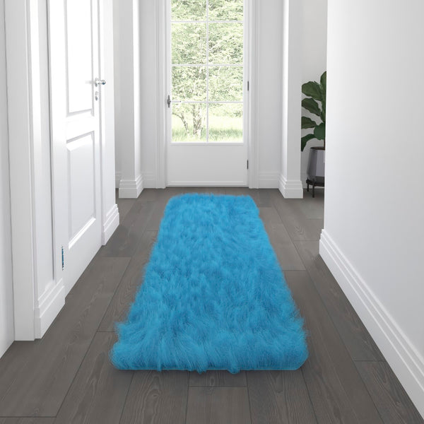 English Elm 2' x 7' Faux Fur Area Rug with Polyester Backing for Living Room, Bedroom, Playroom