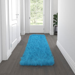 English Elm 2' x 7' Faux Fur Area Rug with Polyester Backing for Living Room, Bedroom, Playroom