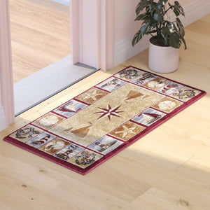 English Elm 2' x 3' Nautical Area Rug with Jute Backing for Living Room, Bedroom, Entryway