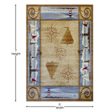 English Elm Nautical Themed 5' x 7' Area Rug with Jute Backing for Living Room, Bedroom, Entryway