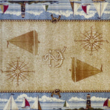 English Elm Nautical Themed 5' x 7' Area Rug with Jute Backing for Living Room, Bedroom, Entryway