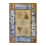 English Elm Nautical Themed 5' x 7' Area Rug with Jute Backing for Living Room, Bedroom, Entryway