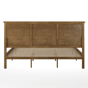 English Elm King Size Solid Wood Platform Bed Frame with Headboard, Footboard, and Slatted Bottom