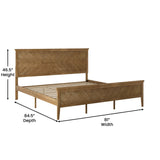 English Elm King Size Solid Wood Platform Bed Frame with Headboard, Footboard, and Slatted Bottom