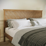 English Elm King Size Solid Wood Platform Bed Frame with Headboard, Footboard, and Slatted Bottom