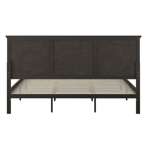 English Elm King Size Solid Wood Platform Bed Frame with Headboard, Footboard, and Slatted Bottom