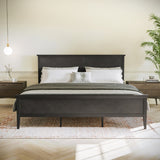 English Elm King Size Solid Wood Platform Bed Frame with Headboard, Footboard, and Slatted Bottom