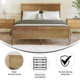 English Elm Queen Size Solid Wood Platform Bed Frame with Headboard, Footboard, and Slatted Bottom