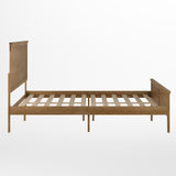 English Elm Queen Size Solid Wood Platform Bed Frame with Headboard, Footboard, and Slatted Bottom