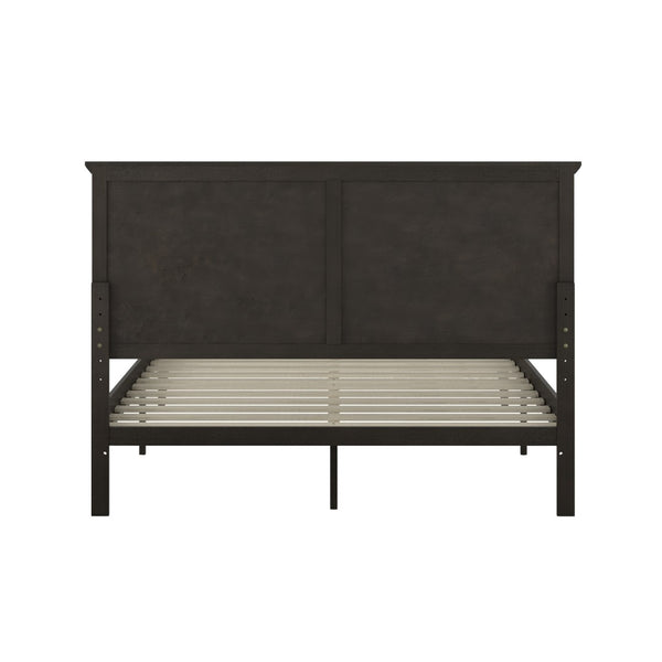 English Elm Queen Size Solid Wood Platform Bed Frame with Headboard, Footboard, and Slatted Bottom