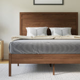 English Elm Full Size Solid Wood Platform Bed with Wooden Slats and Headboard, No Box Spring Needed,