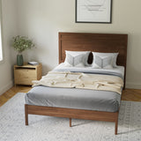 English Elm Full Size Solid Wood Platform Bed with Wooden Slats and Headboard, No Box Spring Needed,