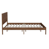 English Elm King Size Solid Wood Platform Bed with Wooden Slats and Headboard, No Box Spring Needed,