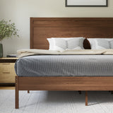 English Elm King Size Solid Wood Platform Bed with Wooden Slats and Headboard, No Box Spring Needed,