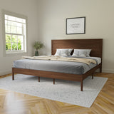 English Elm King Size Solid Wood Platform Bed with Wooden Slats and Headboard, No Box Spring Needed,