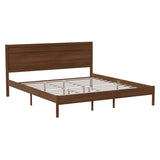 English Elm King Size Solid Wood Platform Bed with Wooden Slats and Headboard, No Box Spring Needed,