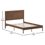 English Elm Queen Size Solid Wood Platform Bed with Wooden Slats and Headboard, No Box Spring Needed,