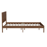 English Elm Queen Size Solid Wood Platform Bed with Wooden Slats and Headboard, No Box Spring Needed,