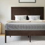 English Elm Full Size Solid Wood Platform Bed with Wooden Slats and Headboard, No Box Spring Needed,