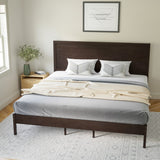 English Elm King Size Solid Wood Platform Bed with Wooden Slats and Headboard, No Box Spring Needed,