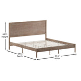 English Elm King Size Solid Wood Platform Bed with Wooden Slats and Headboard, No Box Spring Needed,