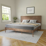 English Elm King Size Solid Wood Platform Bed with Wooden Slats and Headboard, No Box Spring Needed,