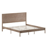 English Elm King Size Solid Wood Platform Bed with Wooden Slats and Headboard, No Box Spring Needed,