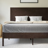 English Elm Queen Size Solid Wood Platform Bed with Wooden Slats and Headboard, No Box Spring Needed,