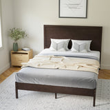 English Elm Queen Size Solid Wood Platform Bed with Wooden Slats and Headboard, No Box Spring Needed,