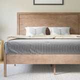 English Elm Queen Size Solid Wood Platform Bed with Wooden Slats and Headboard, No Box Spring Needed,