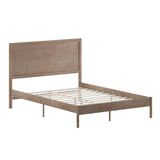 English Elm Queen Size Solid Wood Platform Bed with Wooden Slats and Headboard, No Box Spring Needed,