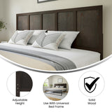 English Elm King Size Four Panel Wooden Adjustable Headboard for Universal Metal Bed Frames