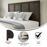 English Elm Queen Size Four Panel Wooden Adjustable Headboard for Universal Metal Bed Frames