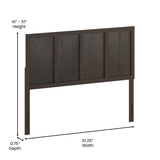 English Elm Queen Size Four Panel Wooden Adjustable Headboard for Universal Metal Bed Frames