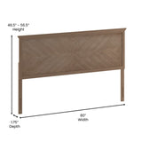 English Elm King Size Herringbone Wooden Adjustable Headboard for Universal Metal Bed Frames