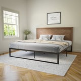 English Elm King Size Herringbone Wooden Adjustable Headboard for Universal Metal Bed Frames