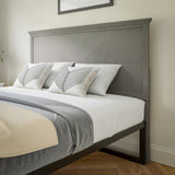 Herringbone Queen Size Adjustable Headboard - Gray Wash Finish, Easy Assembly