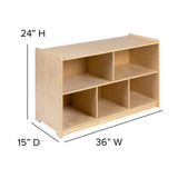 English Elm Commercial Grade Wooden 5 Section School Classroom Storage Cabinet for Commercial or Home Use - Safe, Kid Friendly Design - 24"H x 36"L ()