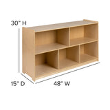 English Elm Commercial Grade Wooden 5 Section School Classroom Storage Cabinet for Commercial or Home Use - Safe, Kid Friendly Design - 30"H x 48"L ()