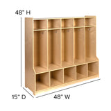 English Elm Commercial Grade Wooden 5 Section School Coat Locker with Bench, Cubbies, and Storage Organizer Hook-Safe, Kid Friendly Design - 48"H x 48"L ()