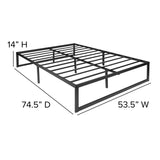 English Elm Universal 14 Inch Metal Platform Bed Frame - No Box Spring Needed w/ Steel Slat Support and Quick Lock Functionality - Full