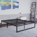 English Elm Universal 14 Inch Metal Platform Bed Frame - No Box Spring Needed w/ Steel Slat Support and Quick Lock Functionality - Full