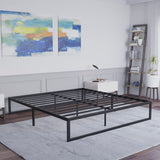 Universal 14 Inch Metal Platform Bed Frame - No Box Spring Needed w/ Steel Slat Support and Quick Lock Functionality - King