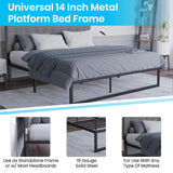 English Elm Universal 14 Inch Metal Platform Bed Frame - No Box Spring Needed w/ Steel Slat Support and Quick Lock Functionality - King