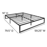 English Elm Universal 14 Inch Metal Platform Bed Frame - No Box Spring Needed w/ Steel Slat Support and Quick Lock Functionality - Queen