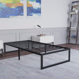 Universal 14 Inch Metal Platform Bed Frame - No Box Spring Needed w/ Steel Slat Support and Quick Lock Functionality - Twin